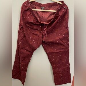 Eddie Bauer Burgundy Pajama Pants with Star and Bear Design